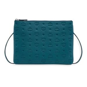 MCM Klara Monogram Leather Crossbody- Deep Teal- NWT